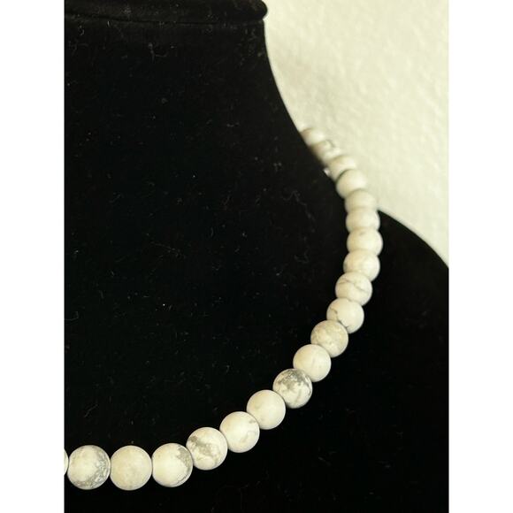 Handmade Matte Howlite Necklace 21.5 inches, Adjustable, With a Silver Extender - Picture 3 of 5